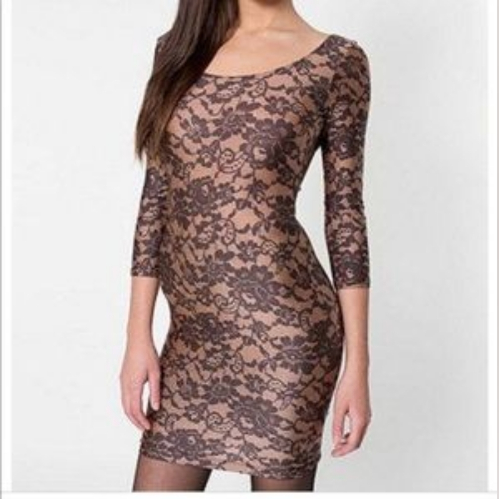 American Apparel Embroidered off the shoulder dress Pink with Black Flowers S/M